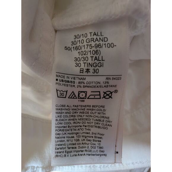 Gap White Kick Fit High Rise Raw Hem Casual Classic Stretchy Jeans Size 30/10T - Picture 8 of 9